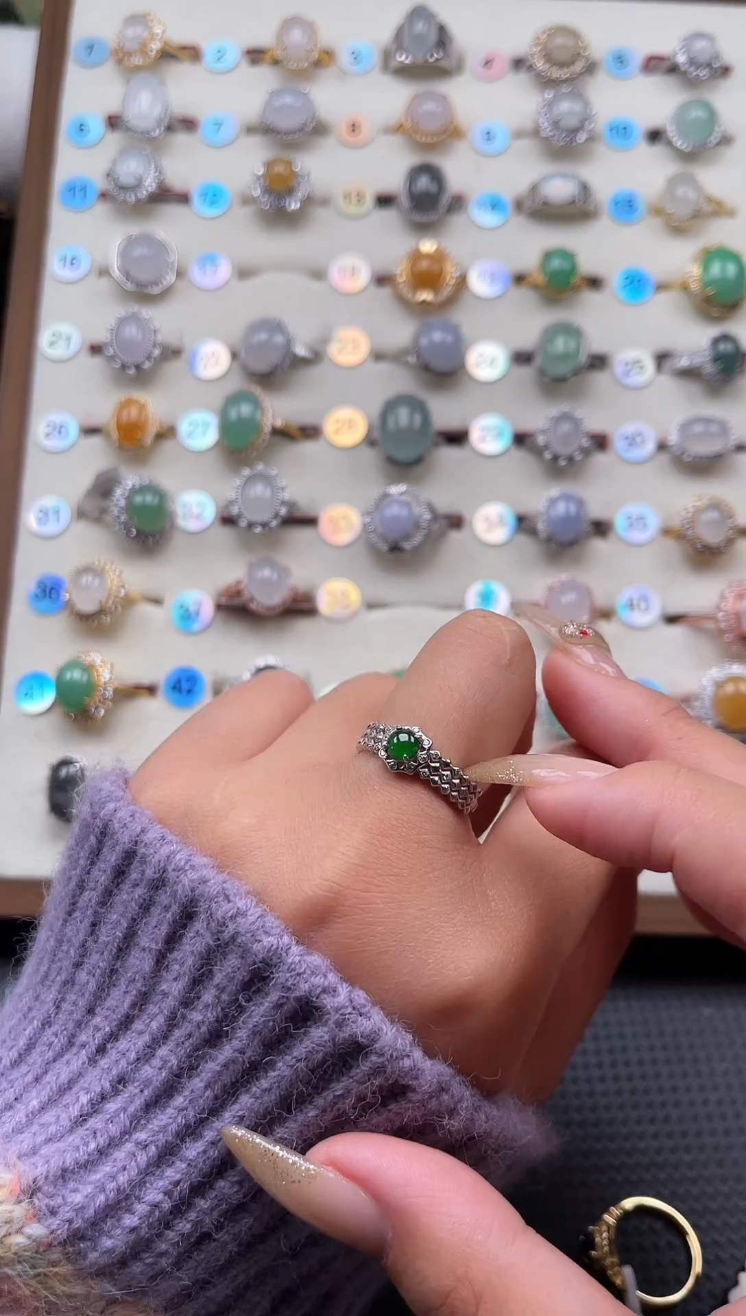 【闪购商品】翡翠戒指银S925镶嵌天然A货翡翠戒指