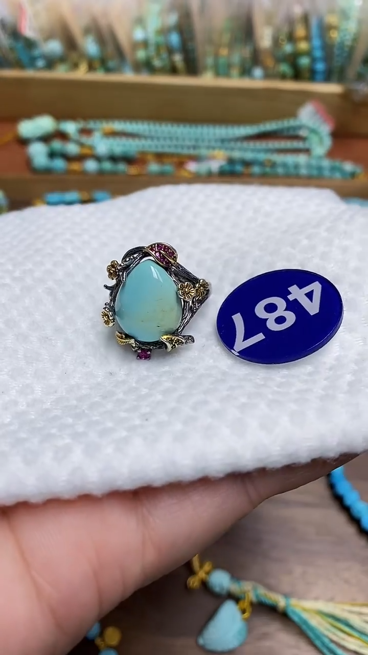 【闪购商品】绿松石戒指银S925镶嵌487