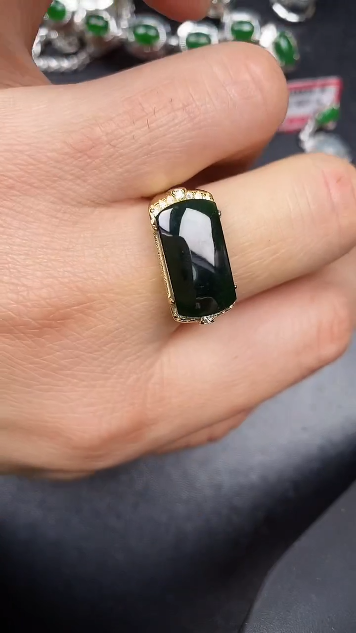 银S925镶嵌戒指翡翠3830