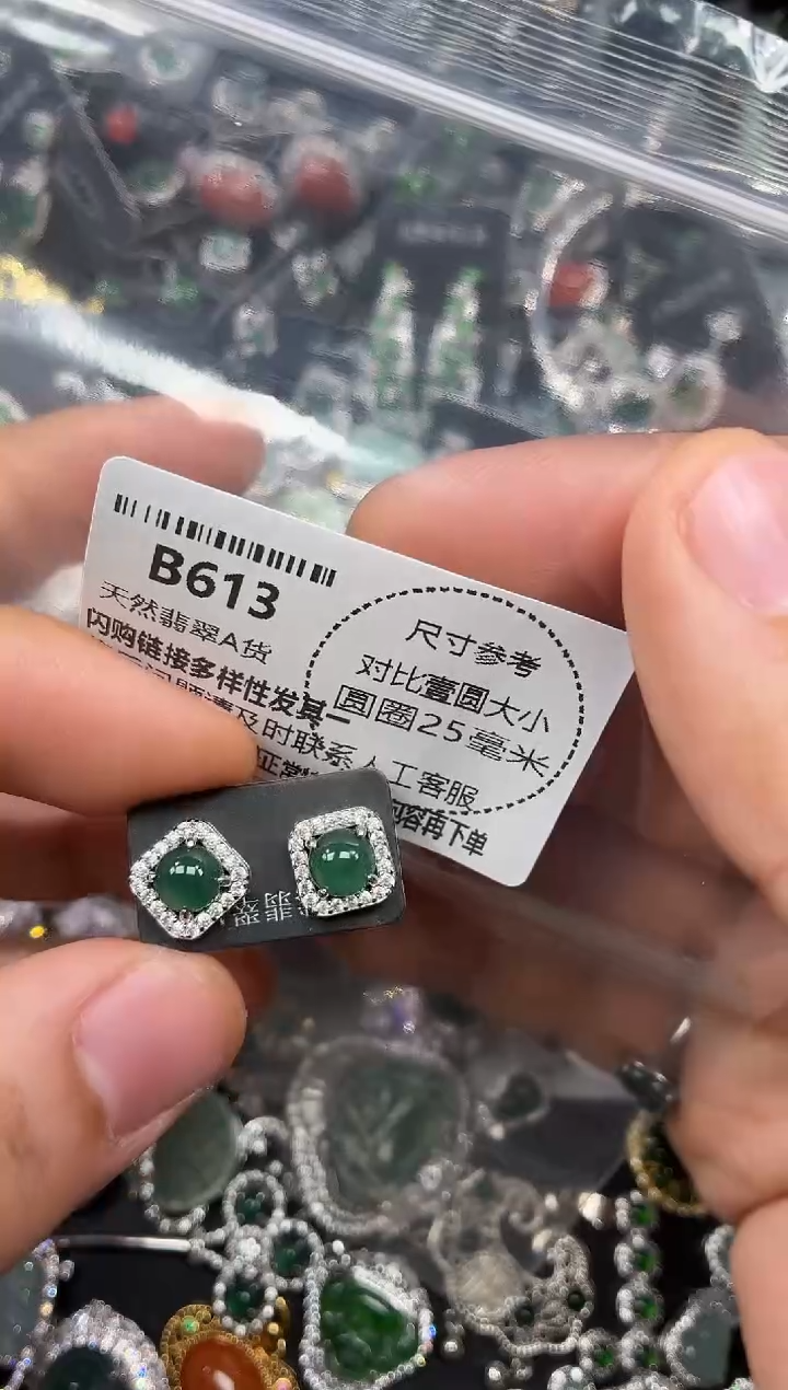颈饰未镶嵌翡翠B613耳钉