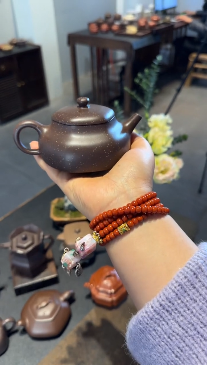 茶壶紫砂六方静乐 铺砂