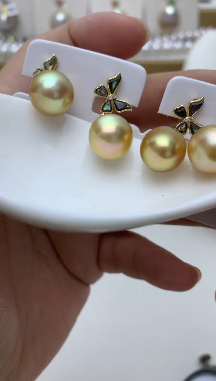 银S925镶嵌耳饰海水珍珠w38 多样性发其一