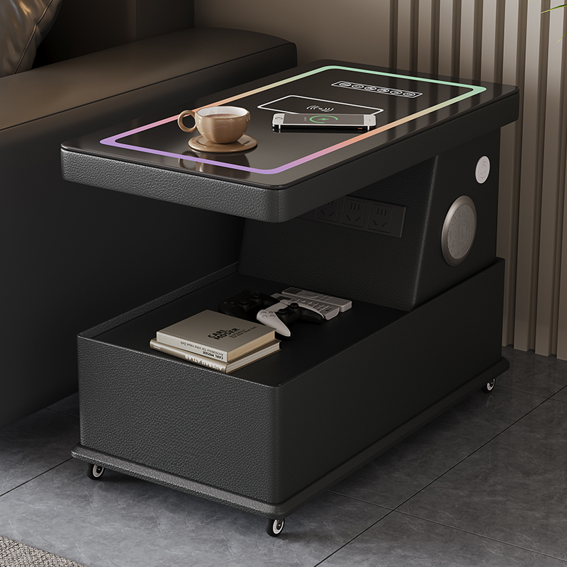 侧边智能移动茶几沙发边几小户型客厅边柜无线充电角几小推车