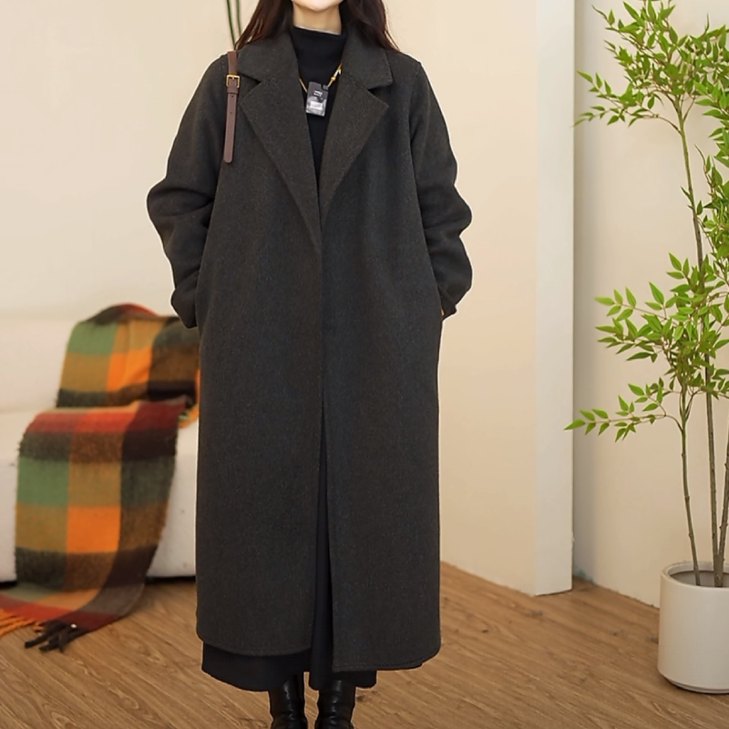 【NN1】2025秋冬新款双面绒羊毛大衣女中长款宽松韩版过膝毛呢外套