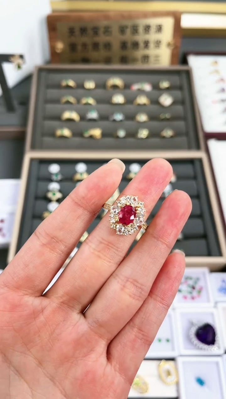 【闪购商品】碧玺戒指银S925镶嵌a001