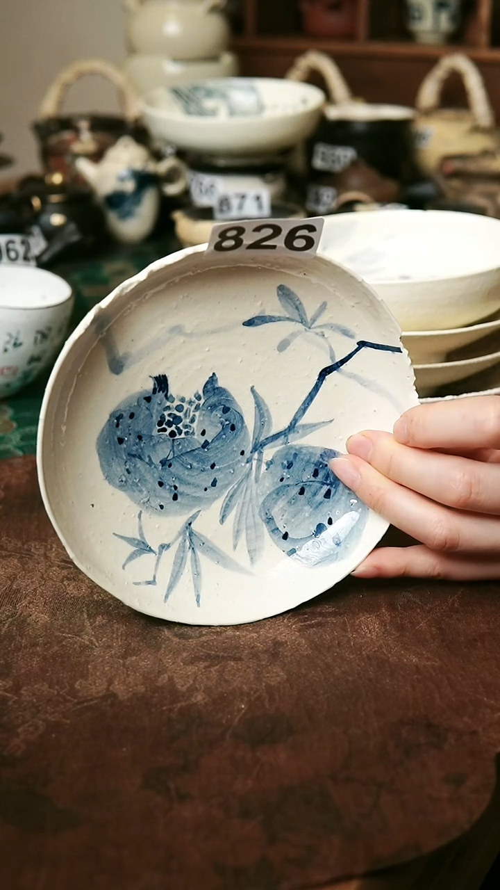 微瑕白陶全手工青花手绘系列-14.5厘米壶承