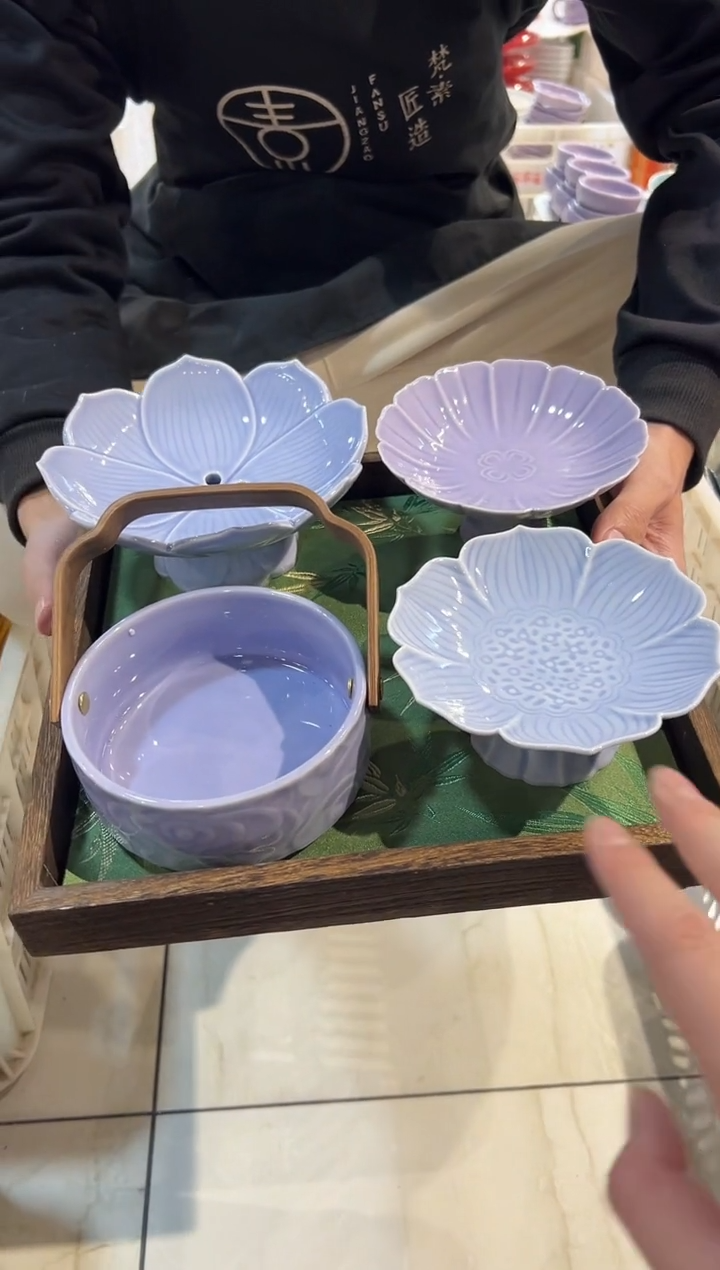 瓷片陶微瑕商品 介意勿拍 带托盘 布垫