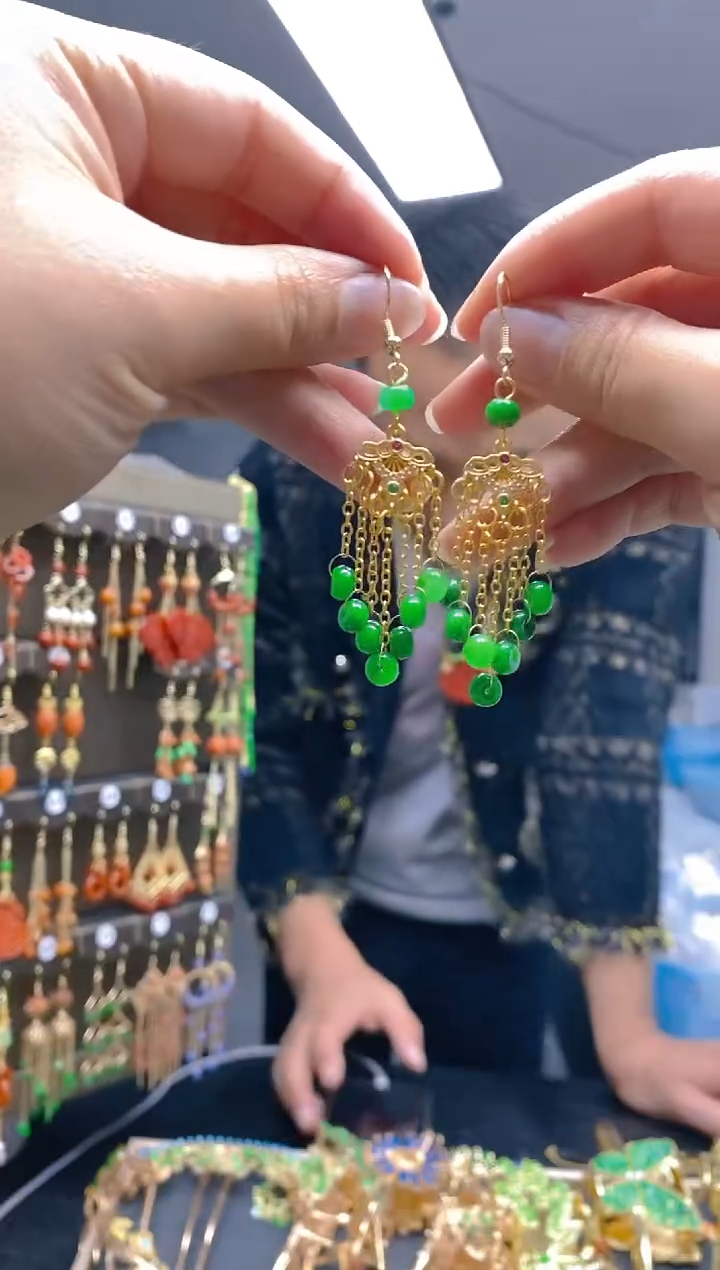 【闪购商品】翡翠耳饰合金0552翡翠耳钩