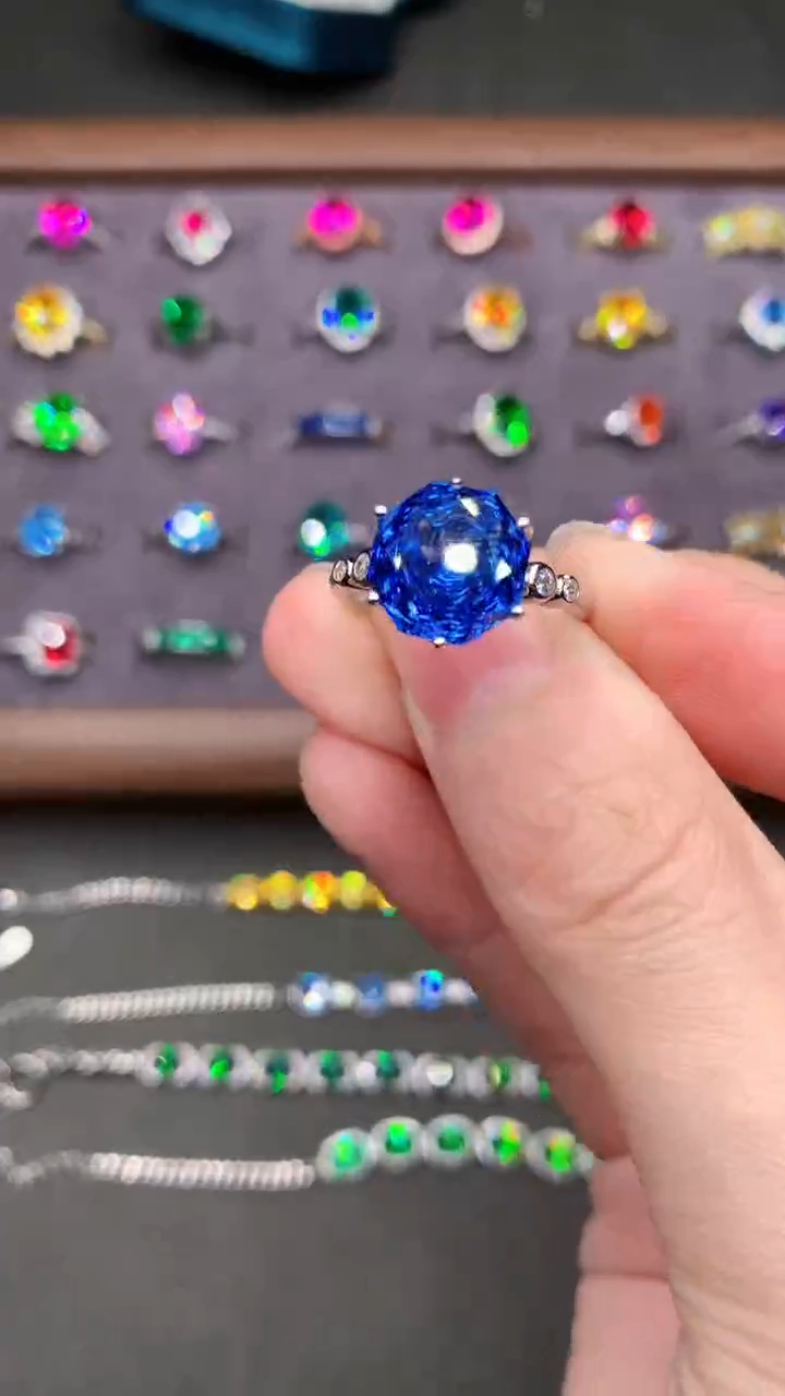 【闪购商品】蓝宝石戒指银S925镶嵌矢车菊