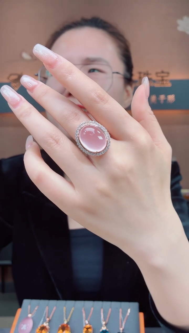 戒指银S925镶嵌水晶水晶戒指