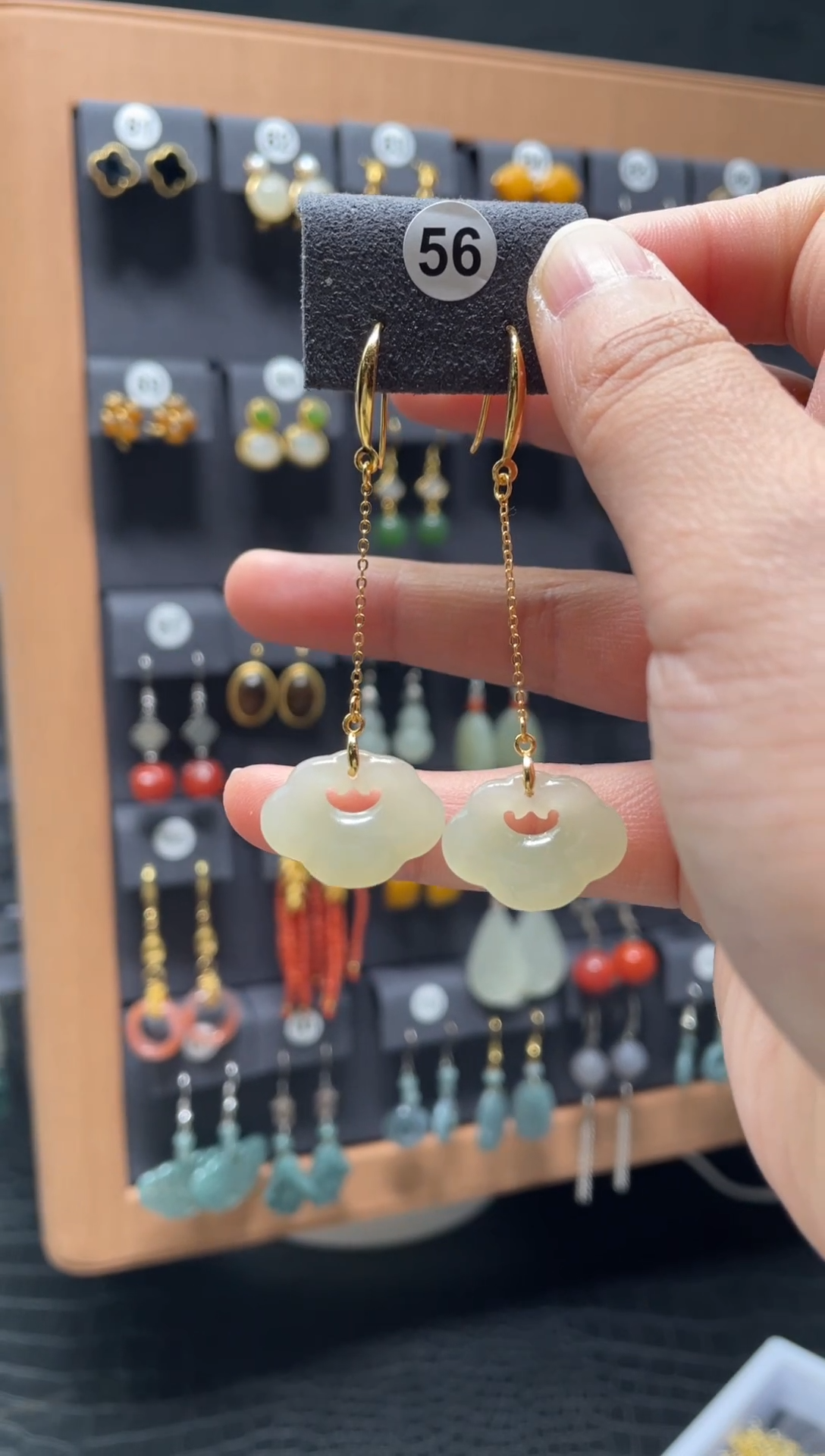 【闪购商品】和田玉耳饰银S925镶嵌0056