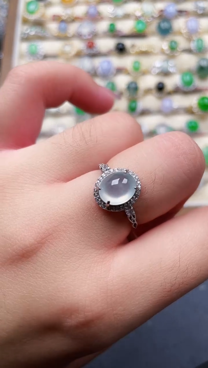 银S925镶嵌戒指翡翠106