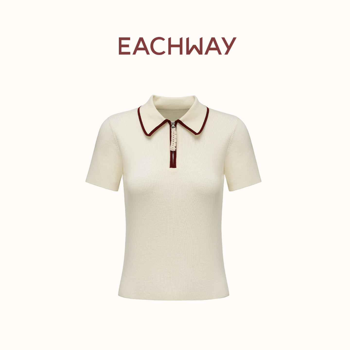 Eachway/艺之卉 撞色拼接针织T恤25秋新款EV31M05951