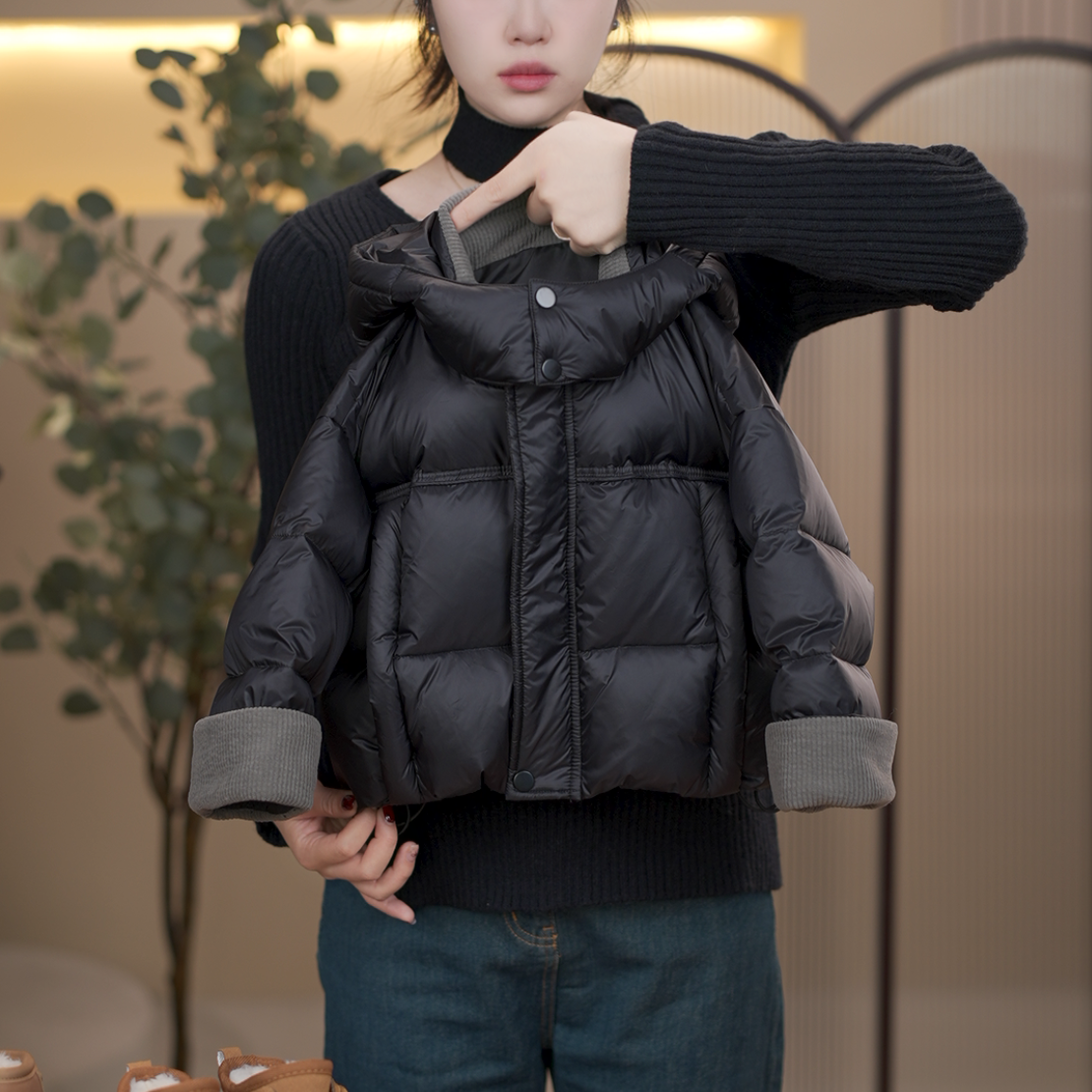 【现货48h】2025白鸭绒羽绒服极寒系列双倍充绒韩版翻袖加厚羽绒服