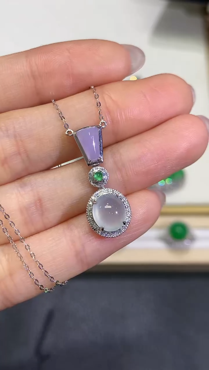 【闪购商品】翡翠颈饰18K金镶嵌团购13