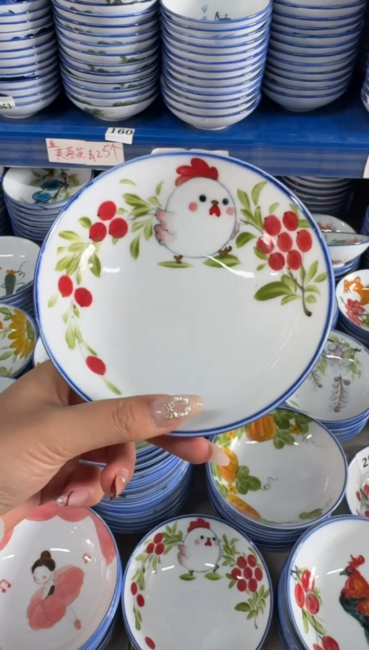 瓷片景德镇高温陶瓷食品级手绘釉中彩-小胖碗