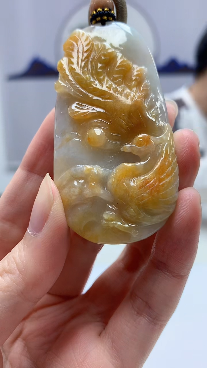 【闪购商品】定制翡翠未镶嵌4917zm-毛货挂件凤凰154