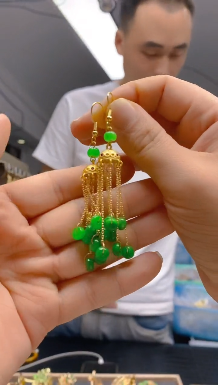 【闪购商品】翡翠耳饰合金380翡翠耳钩