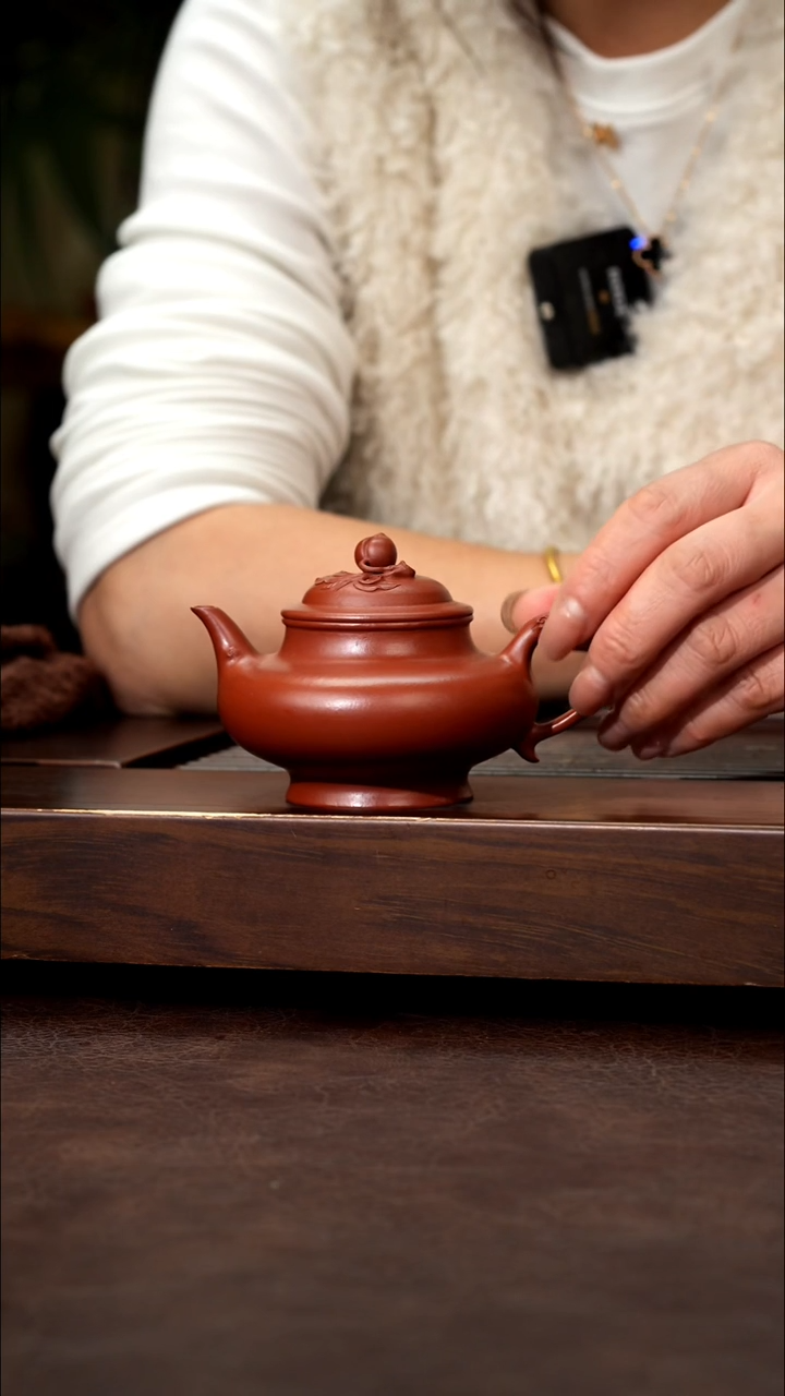 茶壶紫砂朱泥泥绘玉瓶130cc左右