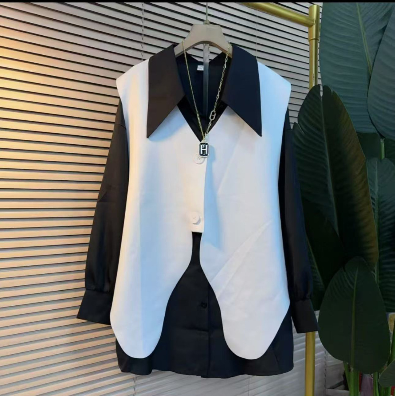 【胖丫家】大码女装春季新款衬衫两件套