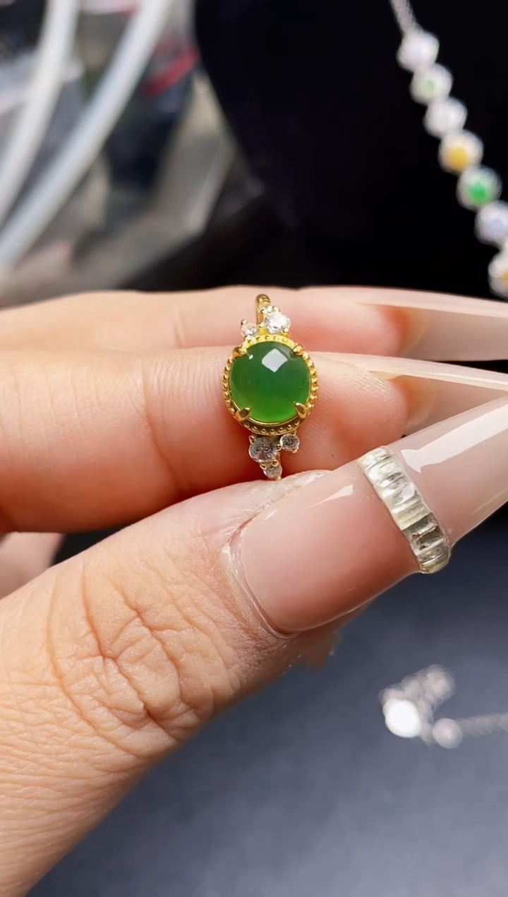 银S925镶嵌戒指翡翠0288