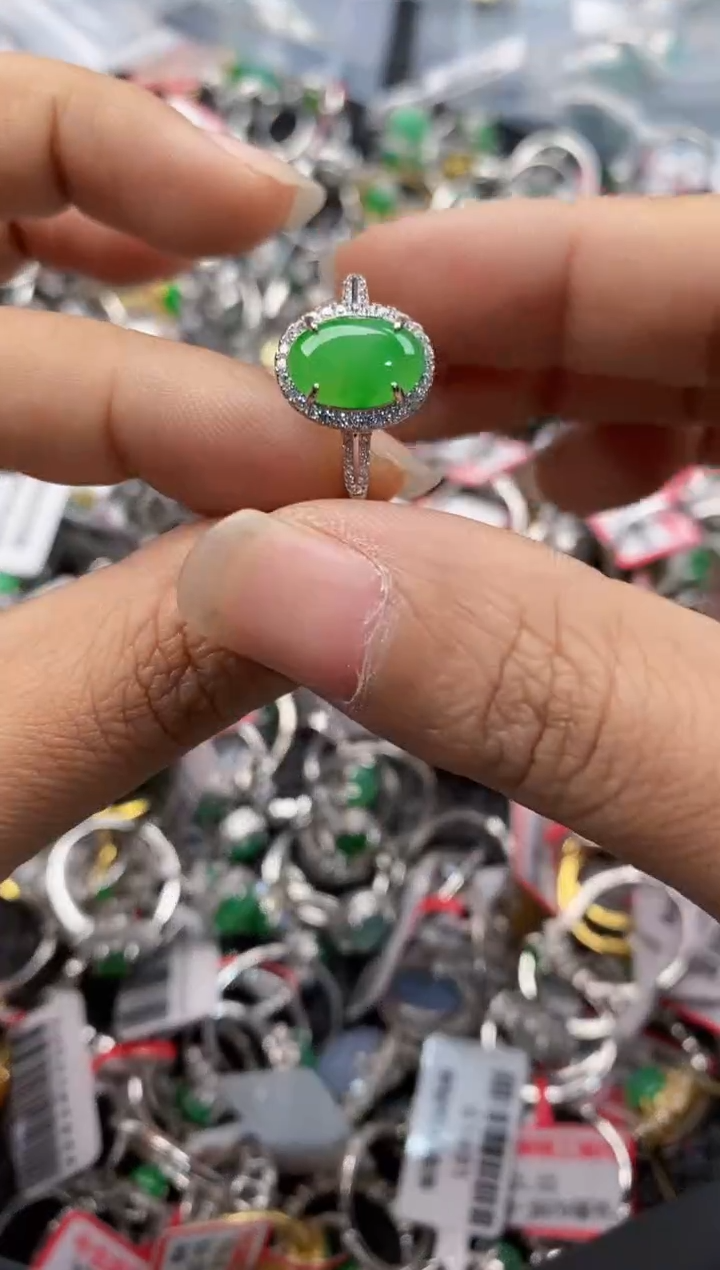 银S925镶嵌戒指翡翠333---10