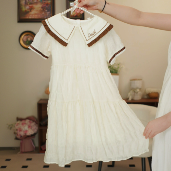 2025新款亲子款洋气清新女童中大童风系带时尚连衣裙夏季款