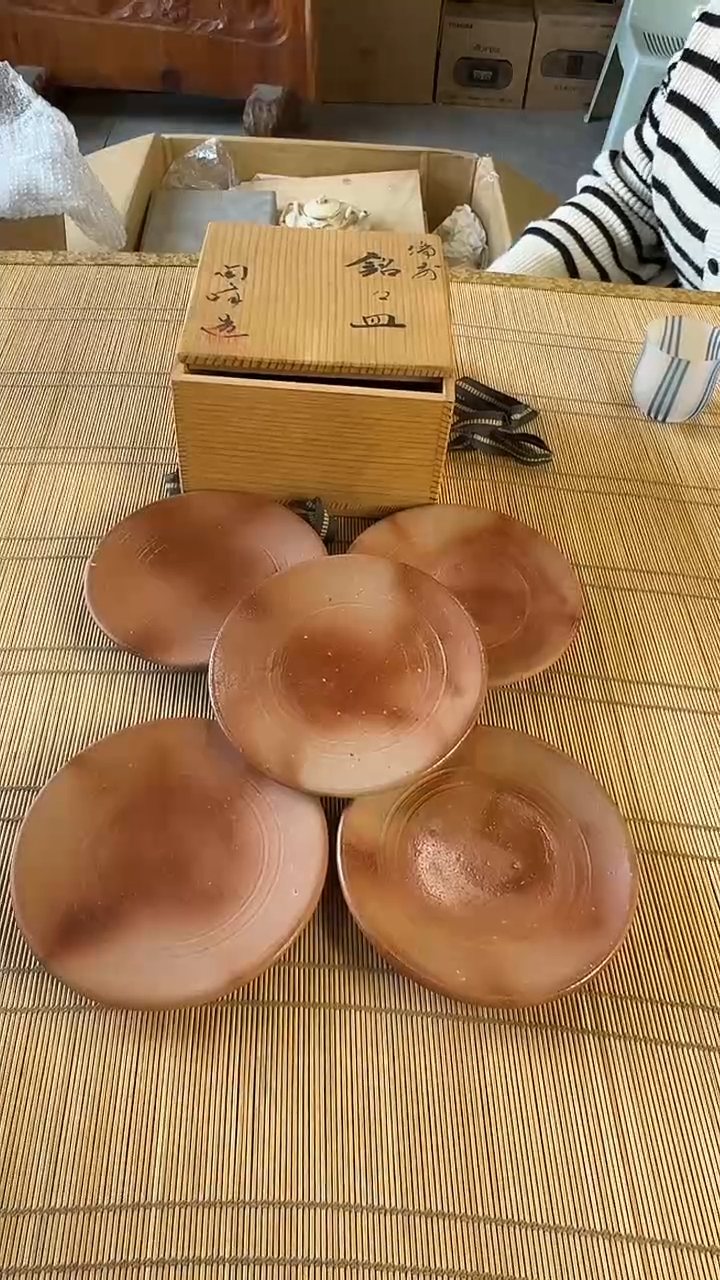 瓷片备前陶碟非全新，默认微瑕