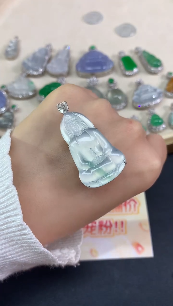 吊坠(不含链)18K金镶嵌翡翠吊坠(不含链)|16800