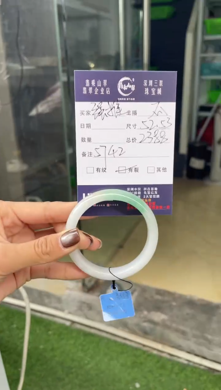 未镶嵌手镯翡翠G 52-53正圈 5742