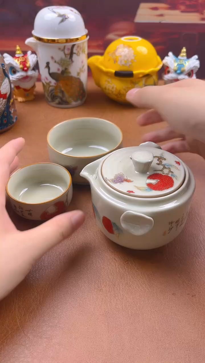 陶瓷茶具摆件旅行套组