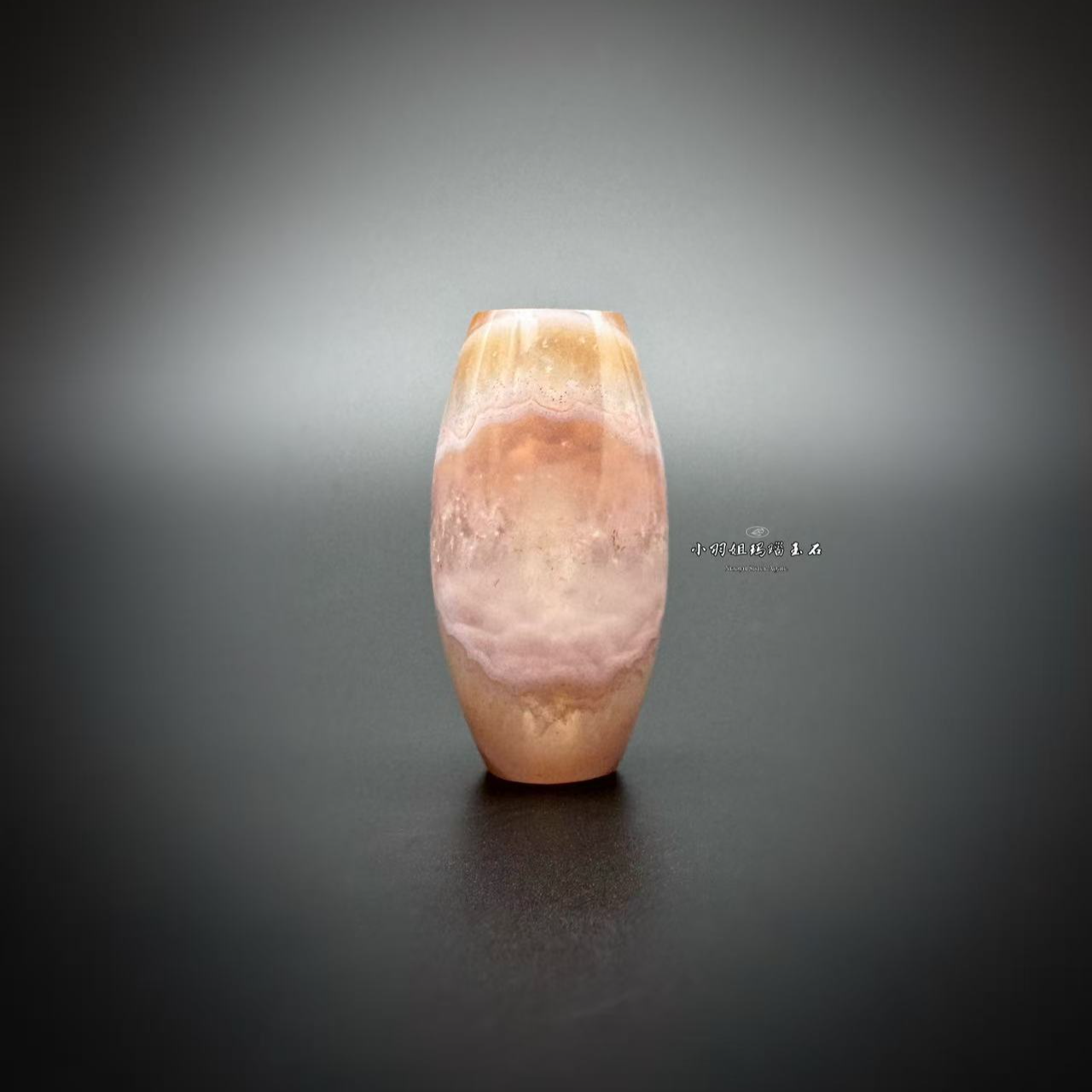天然冰晶玛瑙天宫紫云图天然晶坑玛瑙勒子 尺寸 31.4*16.2