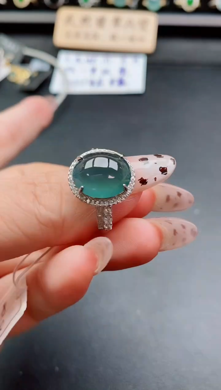 银S925镶嵌戒指翡翠1