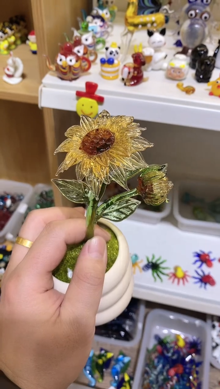 琉璃手工艺品精品向日葵花（不带花盆）