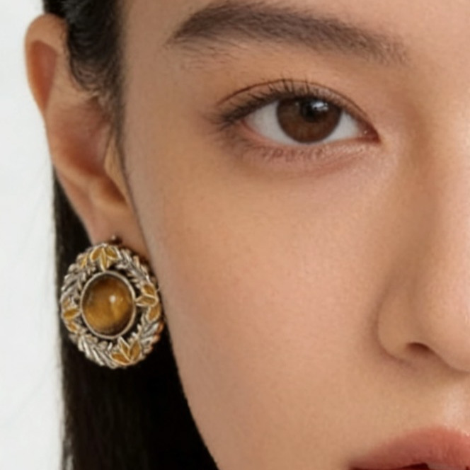 铜合金合成锆石耳饰 铜合金时尚耳饰 通用V059