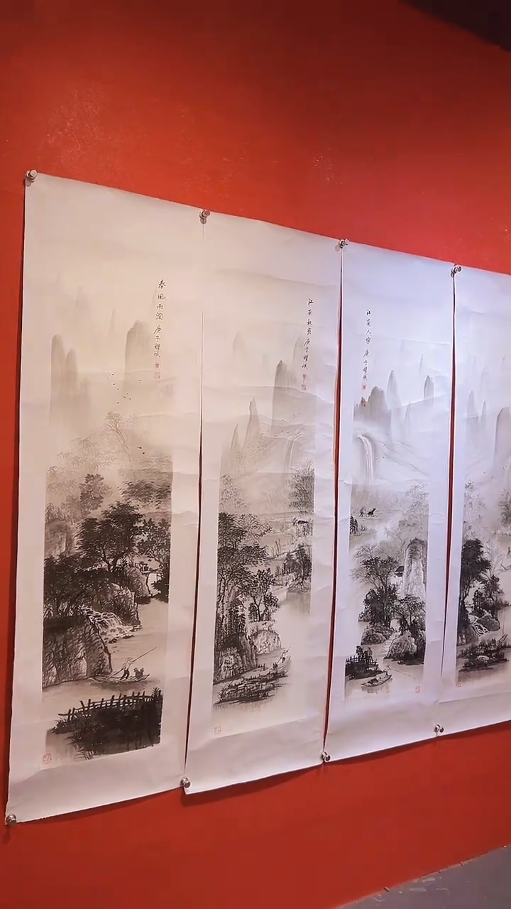 【闪购商品】国画国画/绘画40/江南四条屏/2.25
