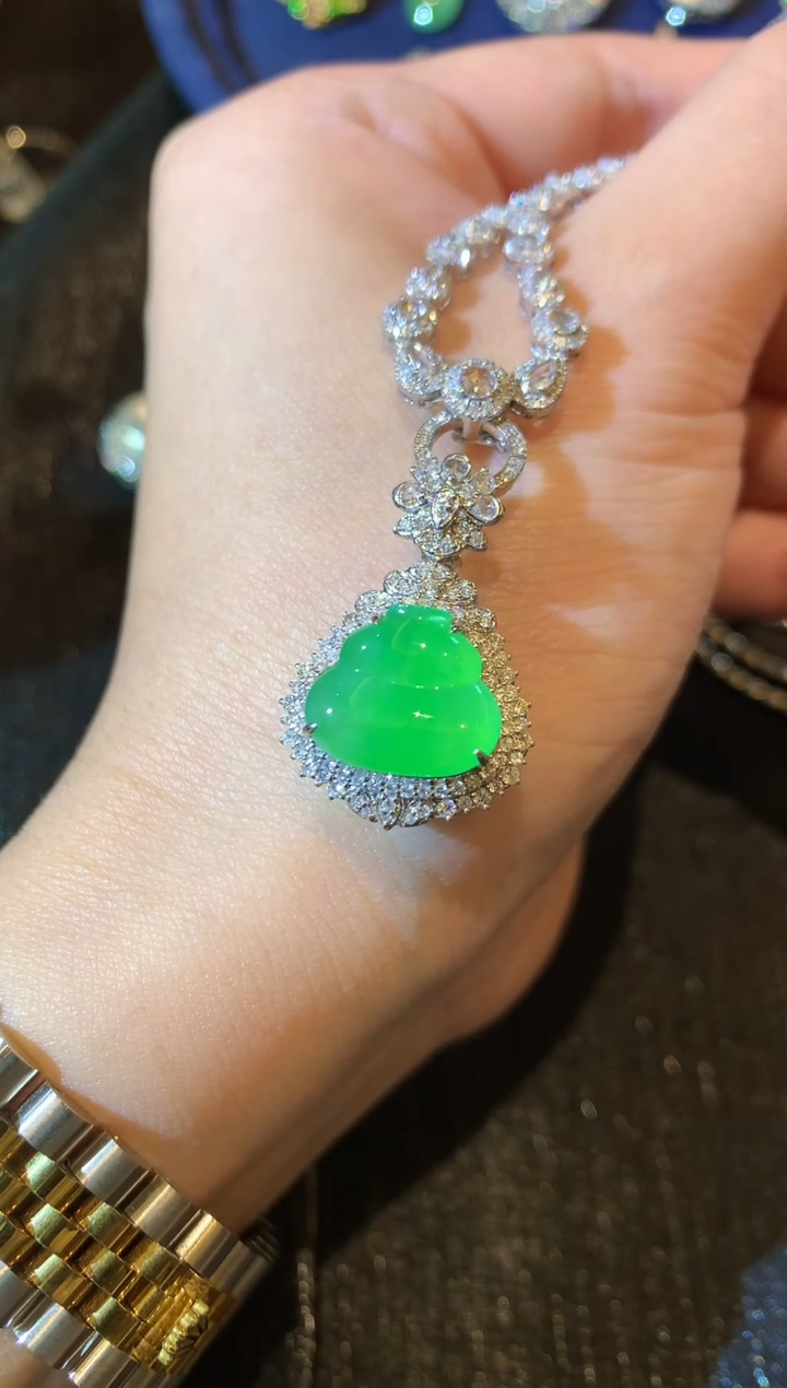 吊坠(不含链)18K金镶嵌翡翠S15