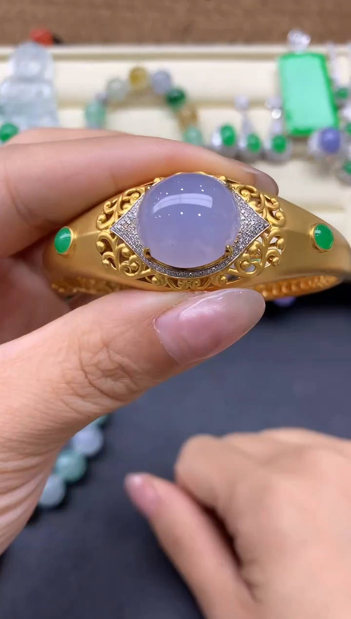 【闪购商品】翡翠手镯18K金镶嵌560-中国好珍宝