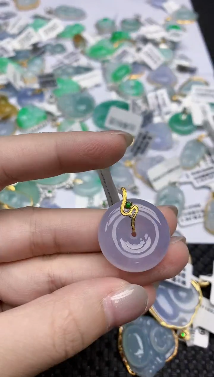 【闪购商品】翡翠颈饰18K金镶嵌天然翡翠A货