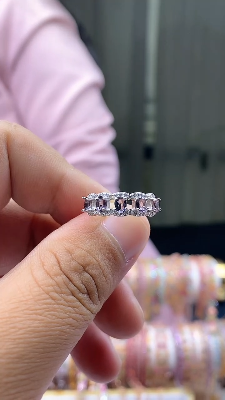 【闪购商品】碧玺戒指银S925镶嵌45354345345354