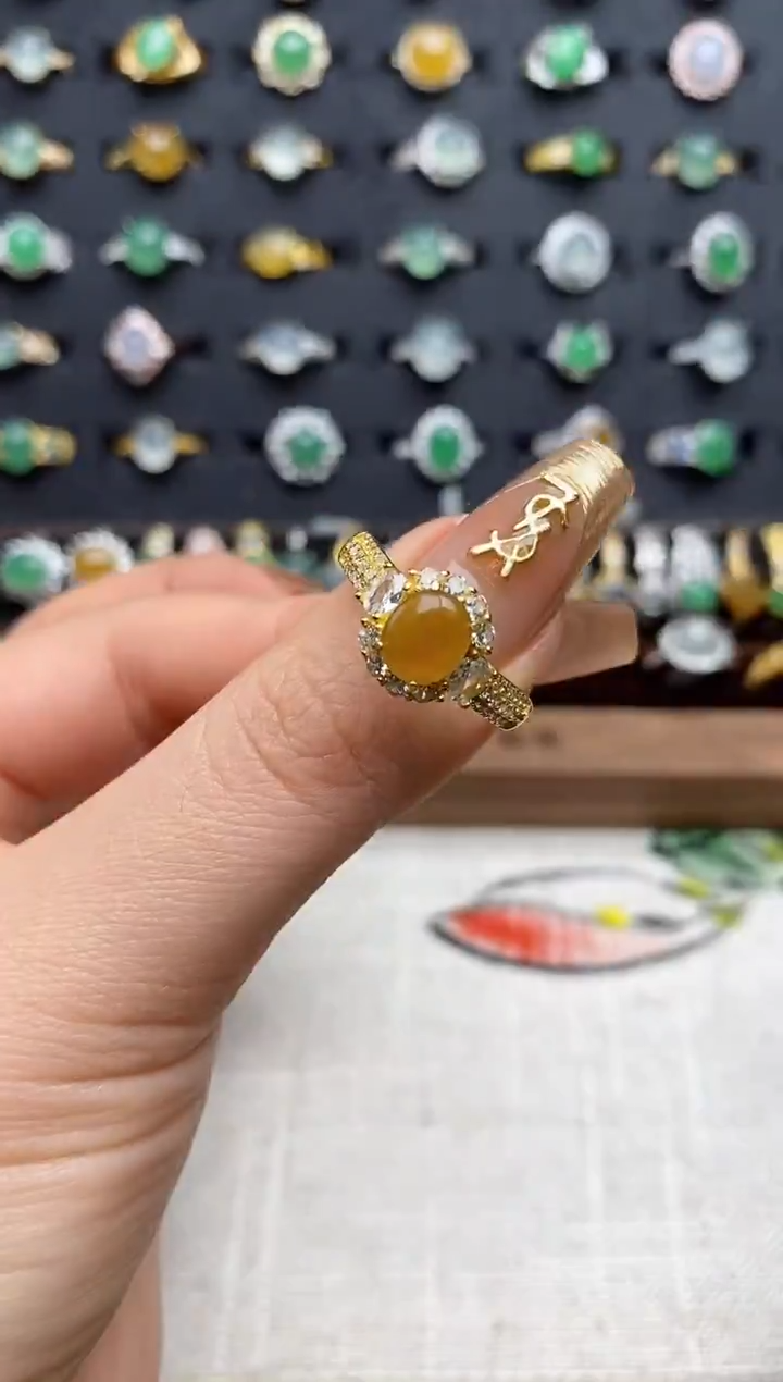 银S925镶嵌戒指翡翠.