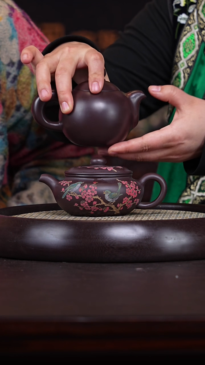 【闪购商品】紫砂茶壶张彩萍22-59 黑墩头扁腹