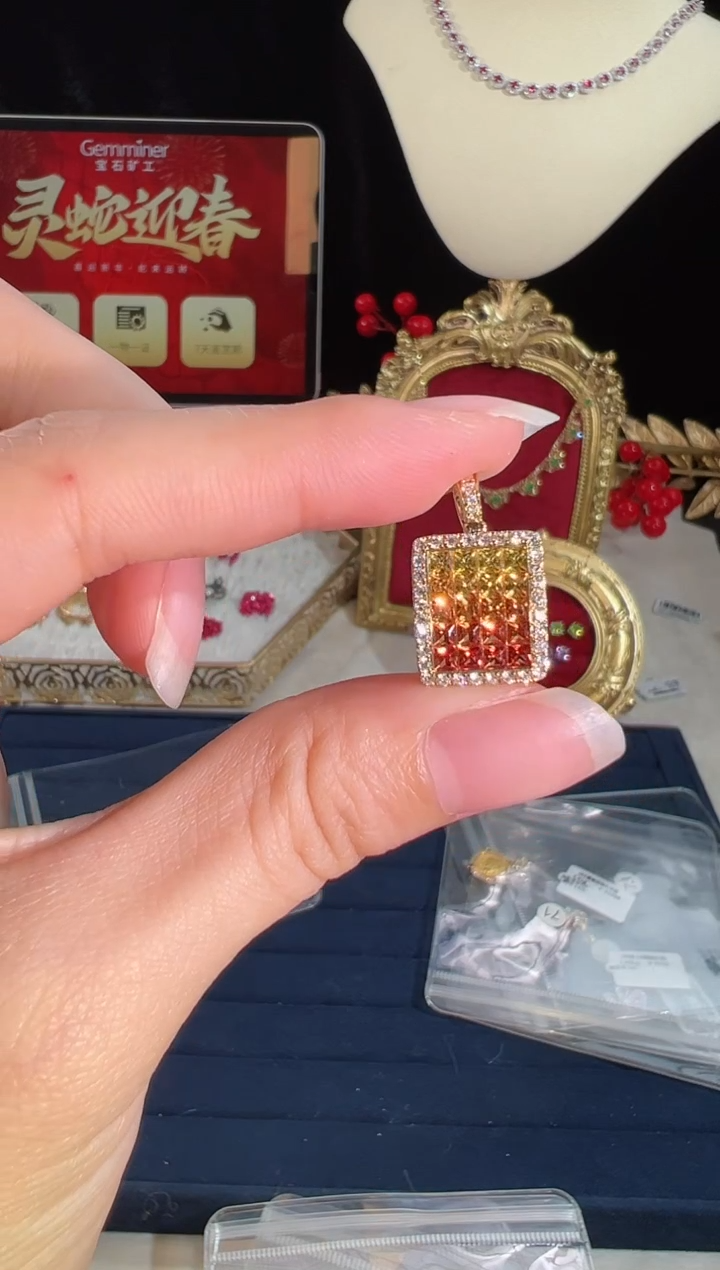 【闪购商品】彩色蓝宝石颈饰18K金镶嵌BN16691#-#69
