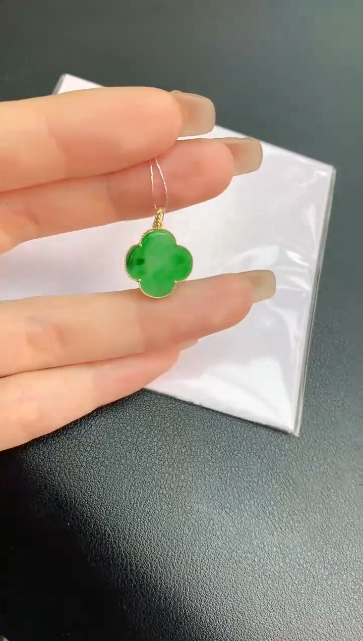 【闪购商品】翡翠颈饰18K金镶嵌赠礼盒证书 珍珍