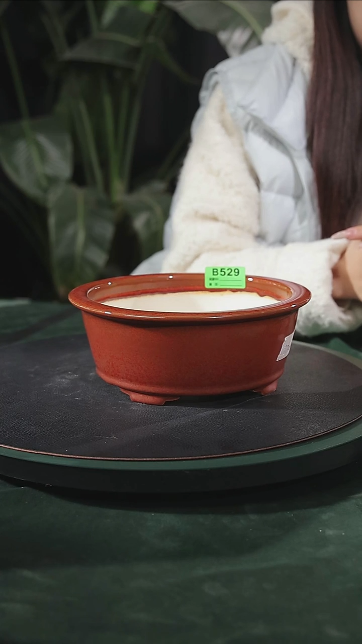 【石湾花盆】8寸四脚反口圆盆529