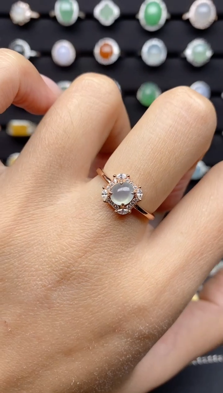 【闪购商品】翡翠戒指银S925镶嵌S925银镶嵌翡翠戒指