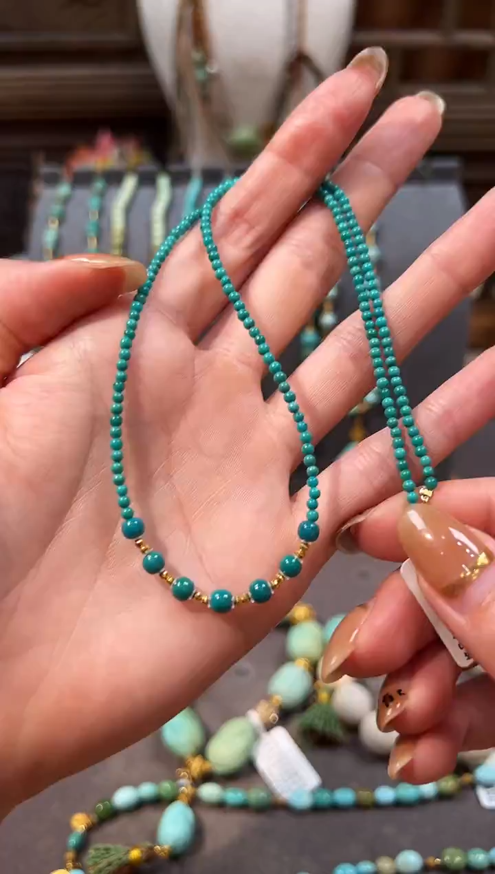 18K金镶嵌绿松石颈饰绿松石项链