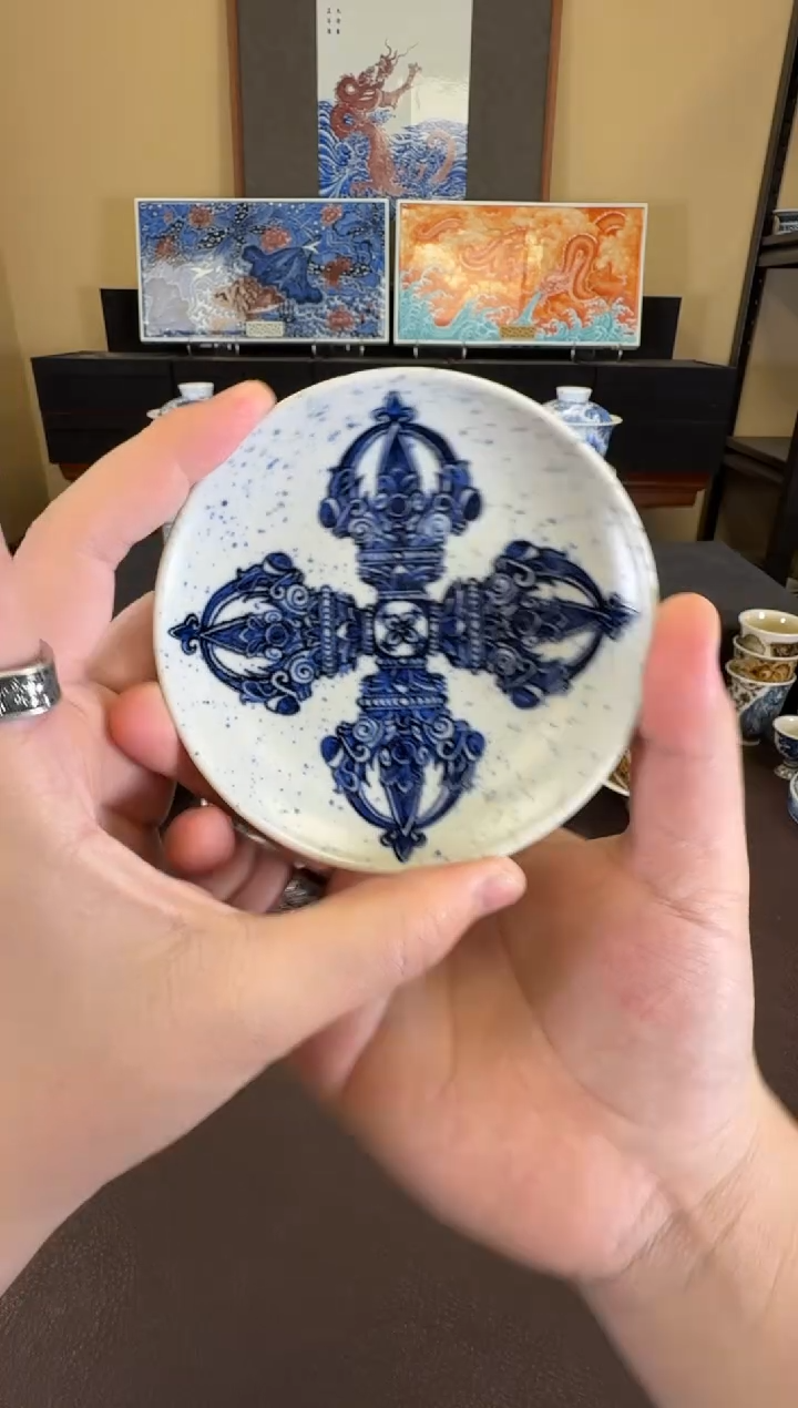 撒蓝金刚杵纹杯垫