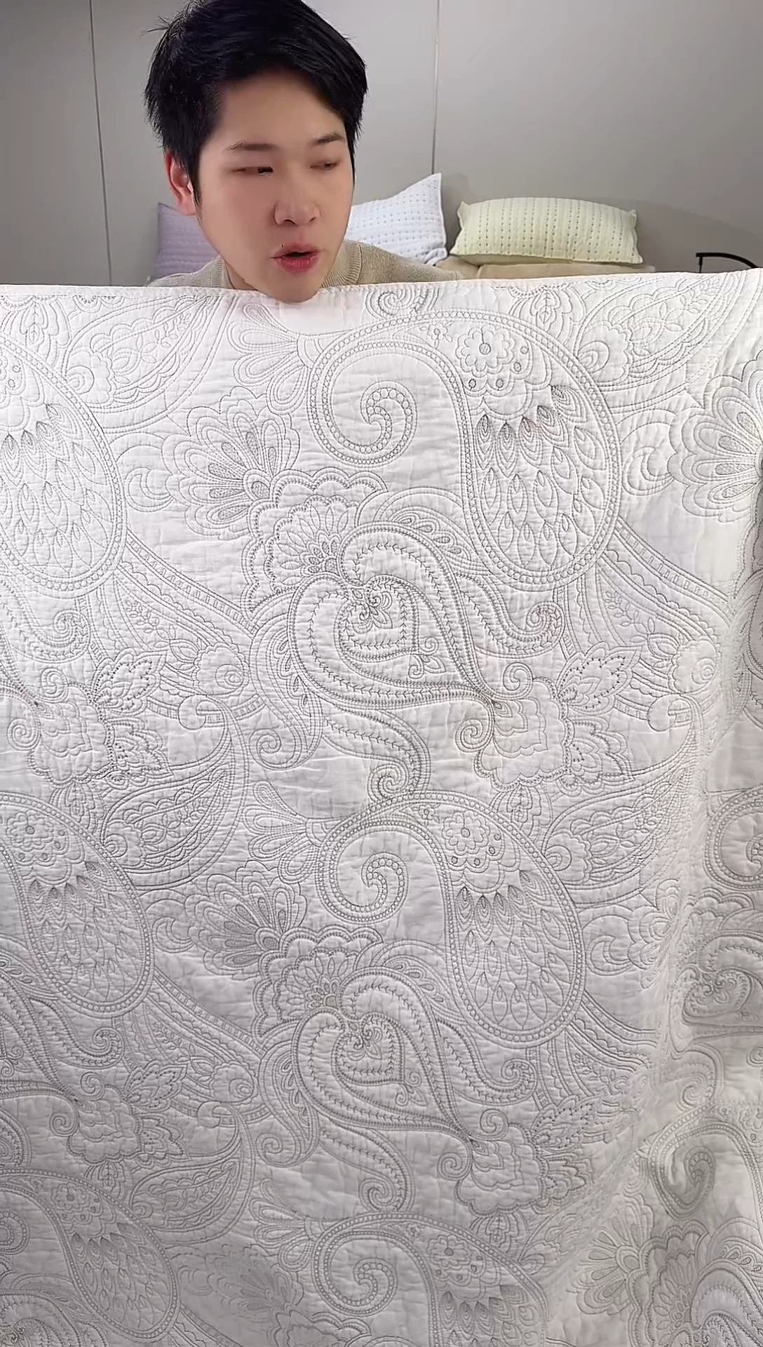 棉腰果花白220*240单床盖纯棉