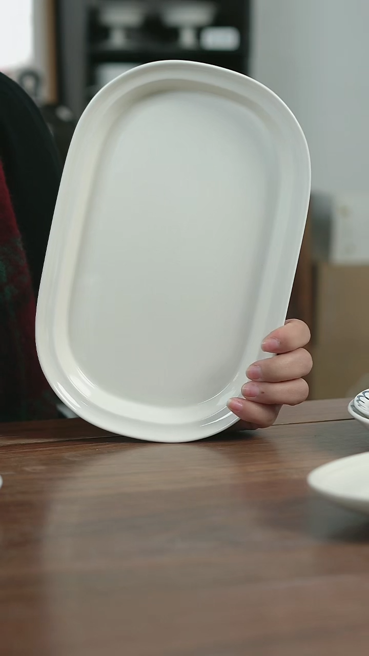 草木灰折边鱼盘 10寸 微瑕